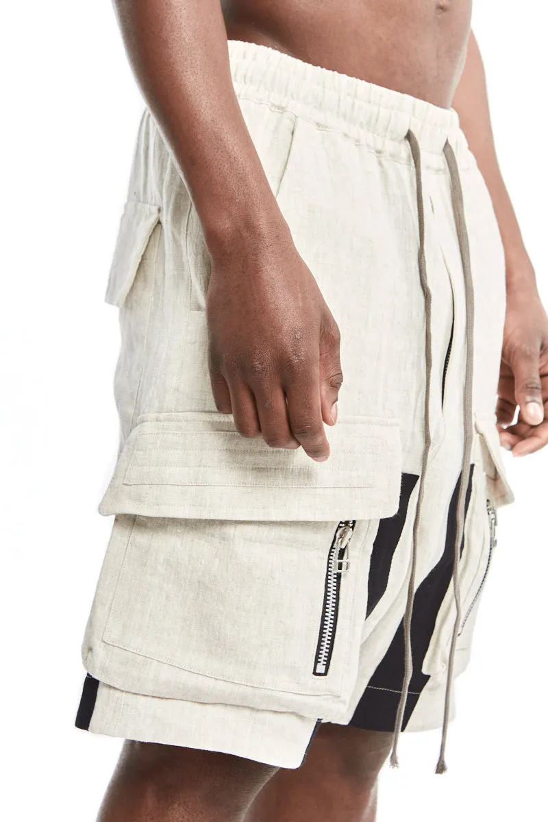BEIGE LINEN SHORTS
