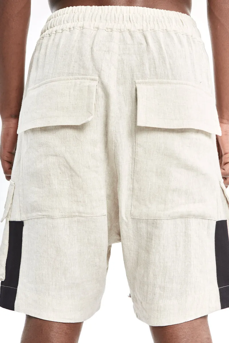 BEIGE LINEN SHORTS