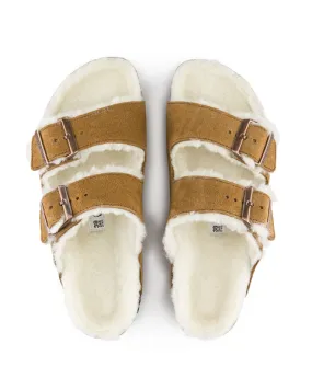 BIRKENSTOCK ARIZONA SHEARLING MINK SANDALS
