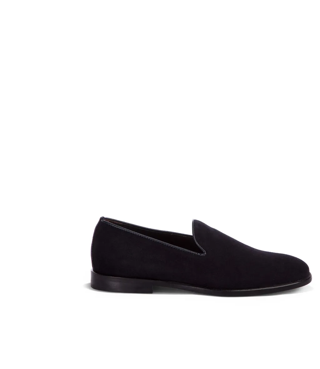 Blue suede loafers