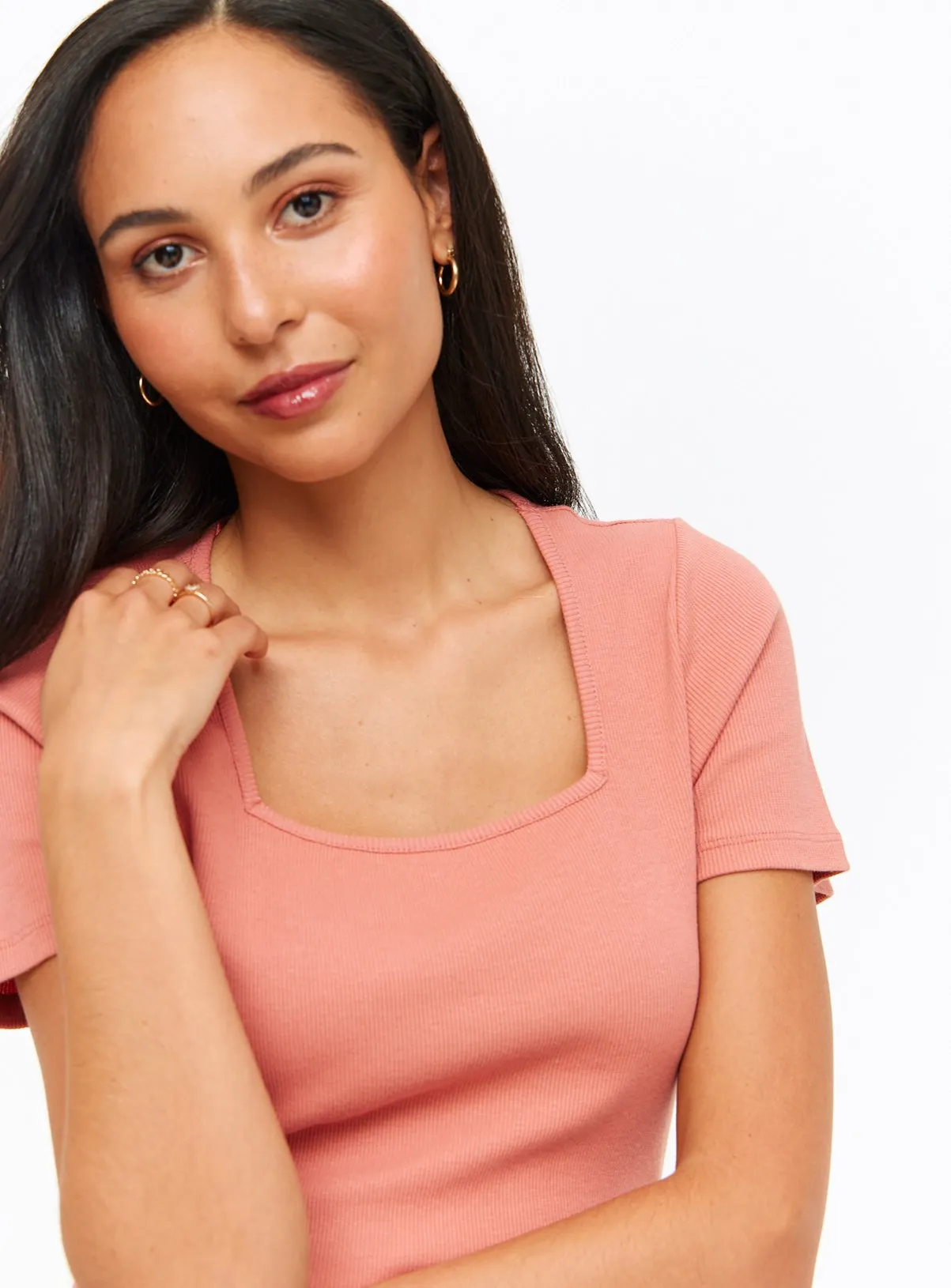 Buy Orange Square Neck Short Sleeve T-Shirt 26 | T-shirts | Tu