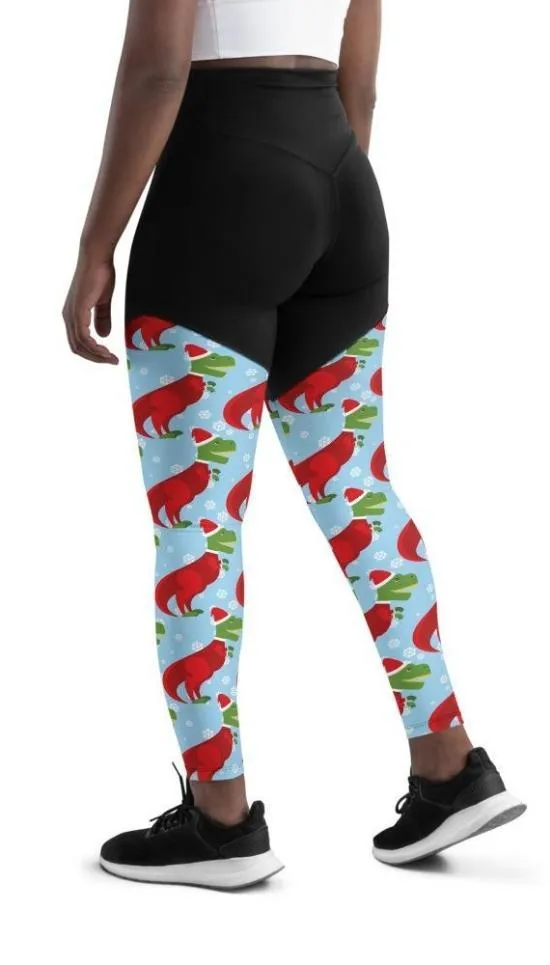 Christmassy Dinosaurs Compression Leggings