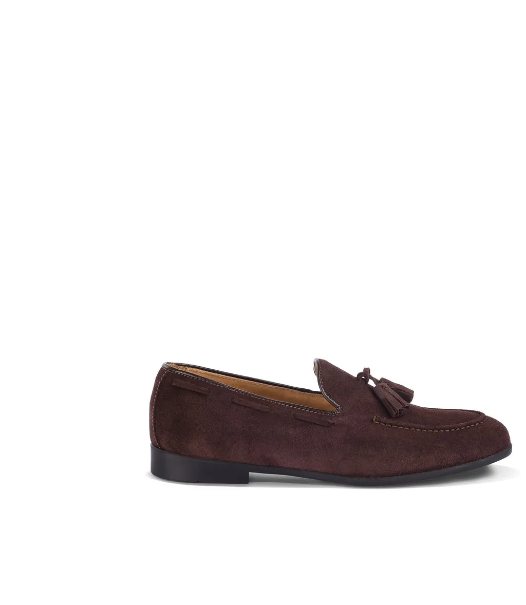 Dark brown suede loafers