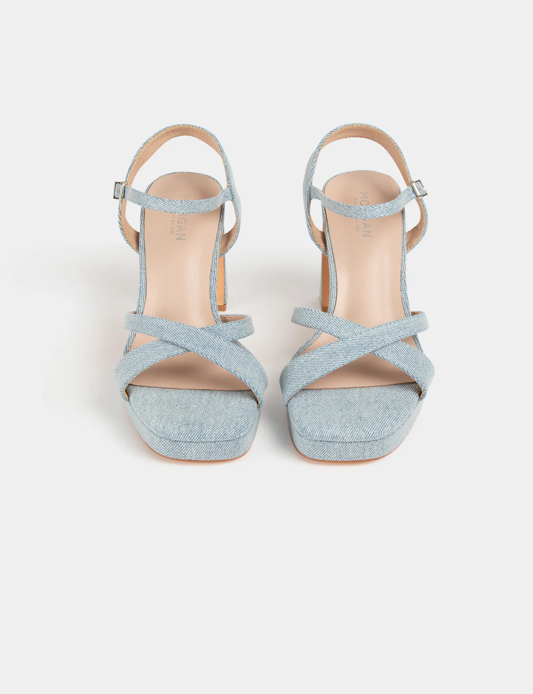 Denim sandals with heels denim women