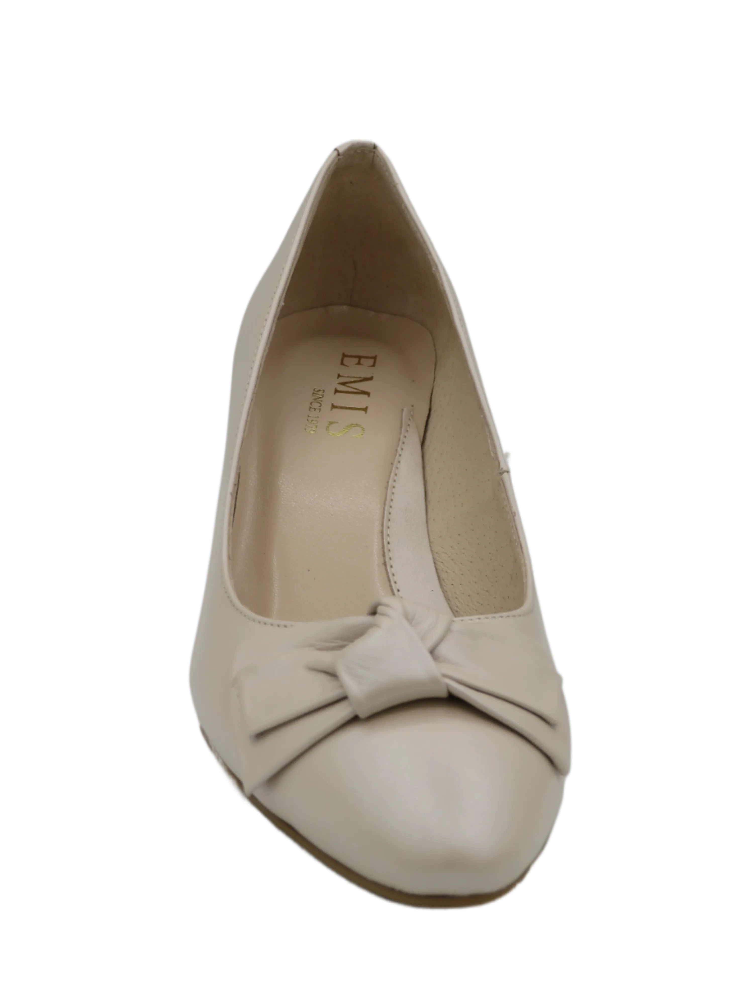 Emis Medium Heel Shoe - Beige Leather