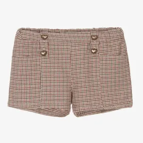 Girls Beige Houndstooth Shorts