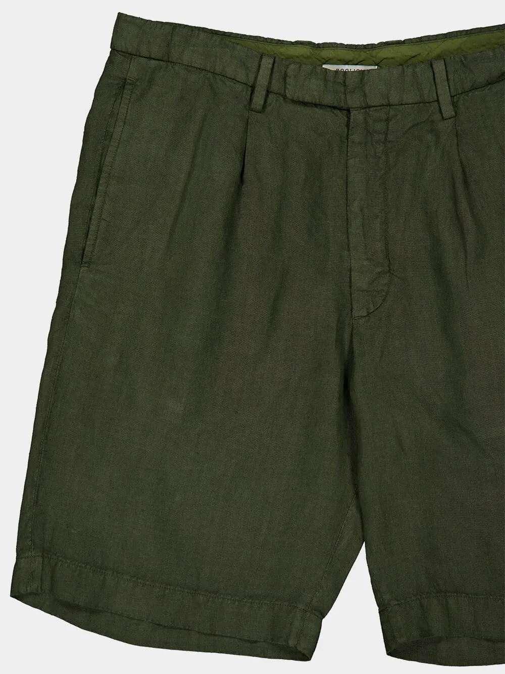 Green Linen Tailored Shorts