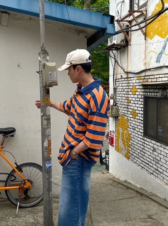 HUE  |Stripes Street Style Plain Short Sleeves T-Shirts