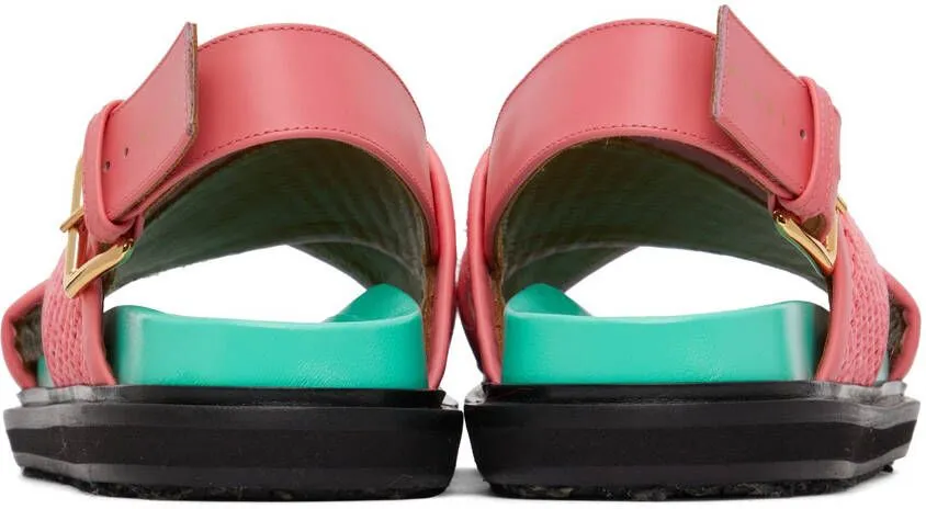 Marni Pink & Blue Raffia Fussbett Sandals