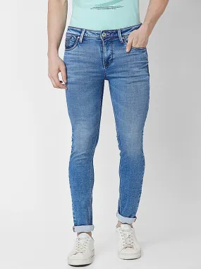 Men Slim Fit Blue Solid Jeans