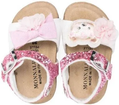Monnalisa leather open-toe sandals White