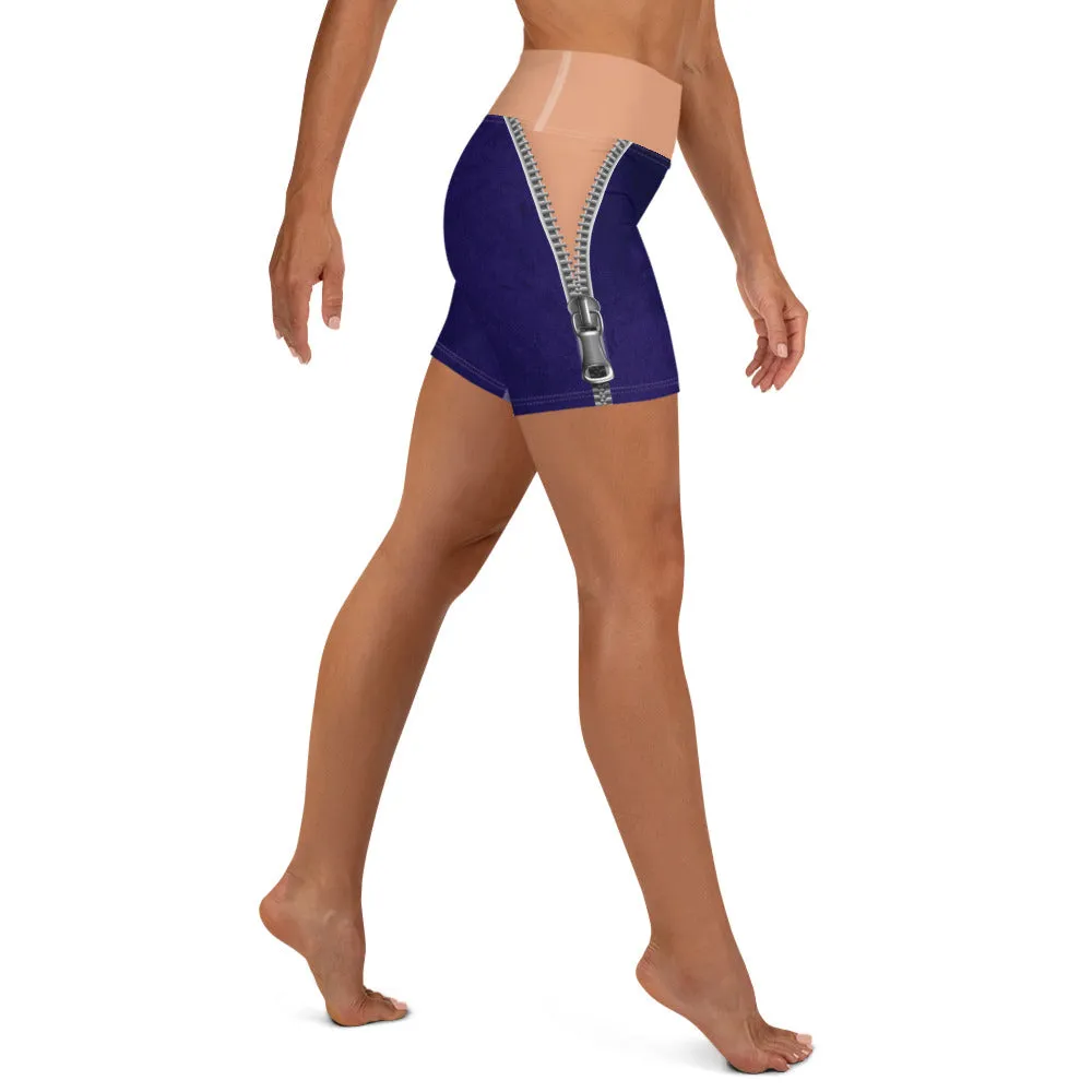 Open Zipper Yoga Shorts