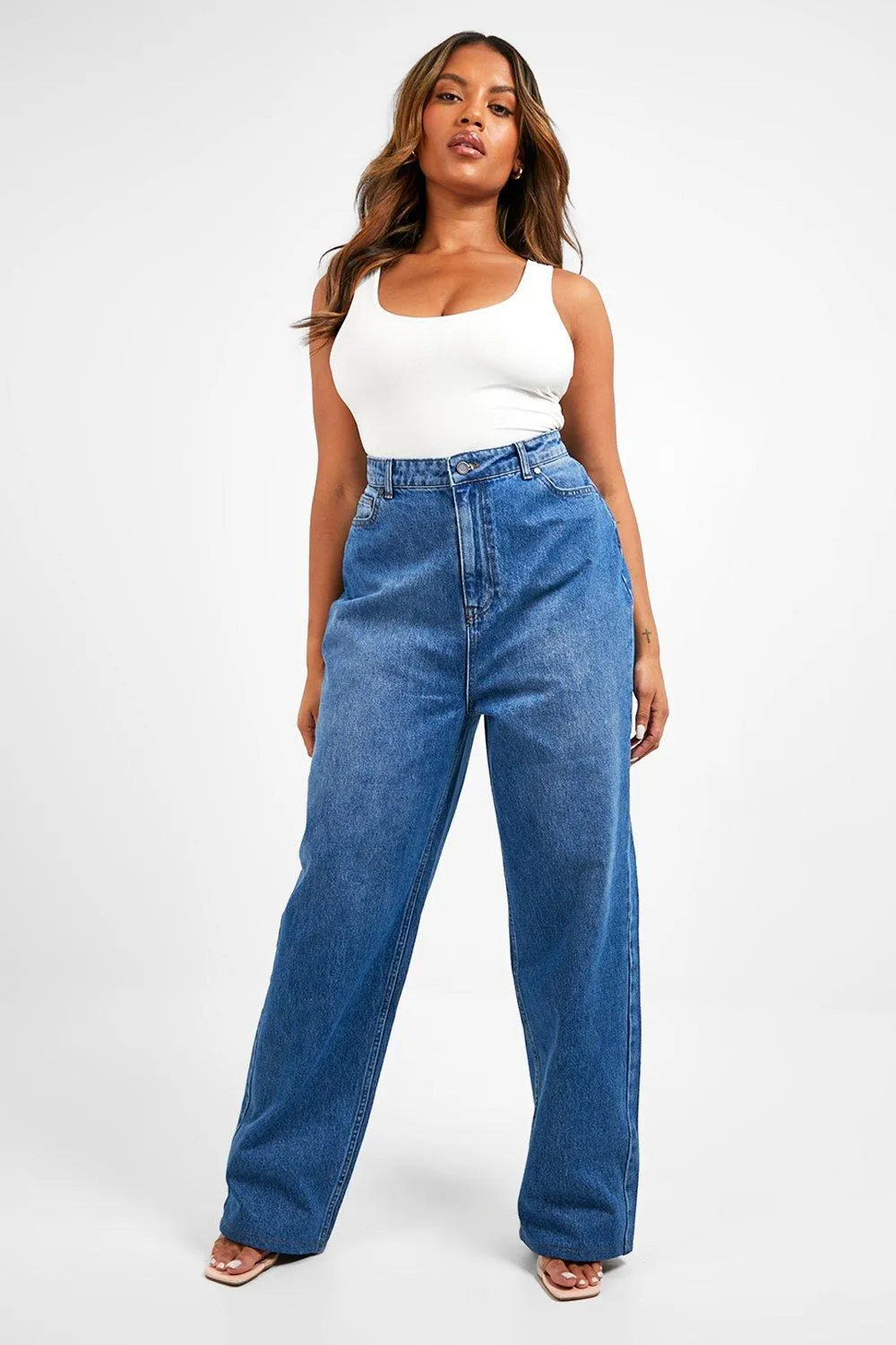 Plus Bum Shaper Wide Leg Jeans