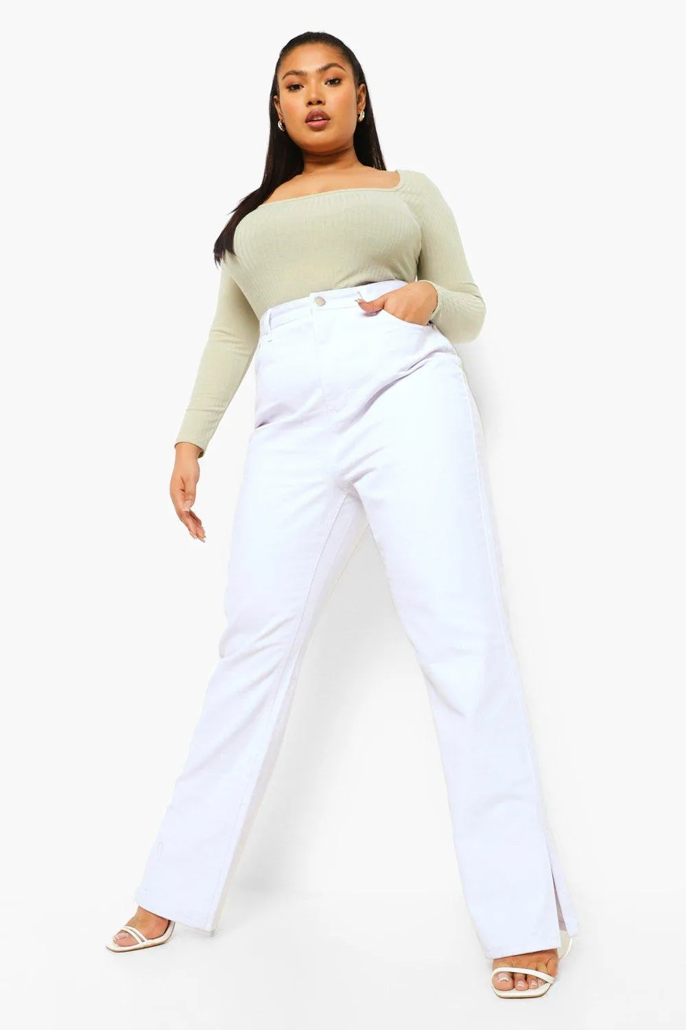 Plus Split Hem Jeans