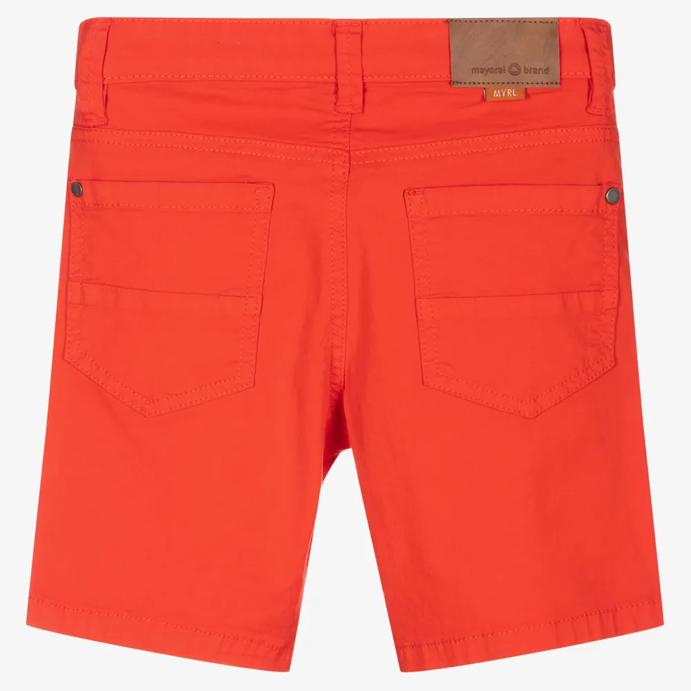 Red Cotton Bermuda Shorts
