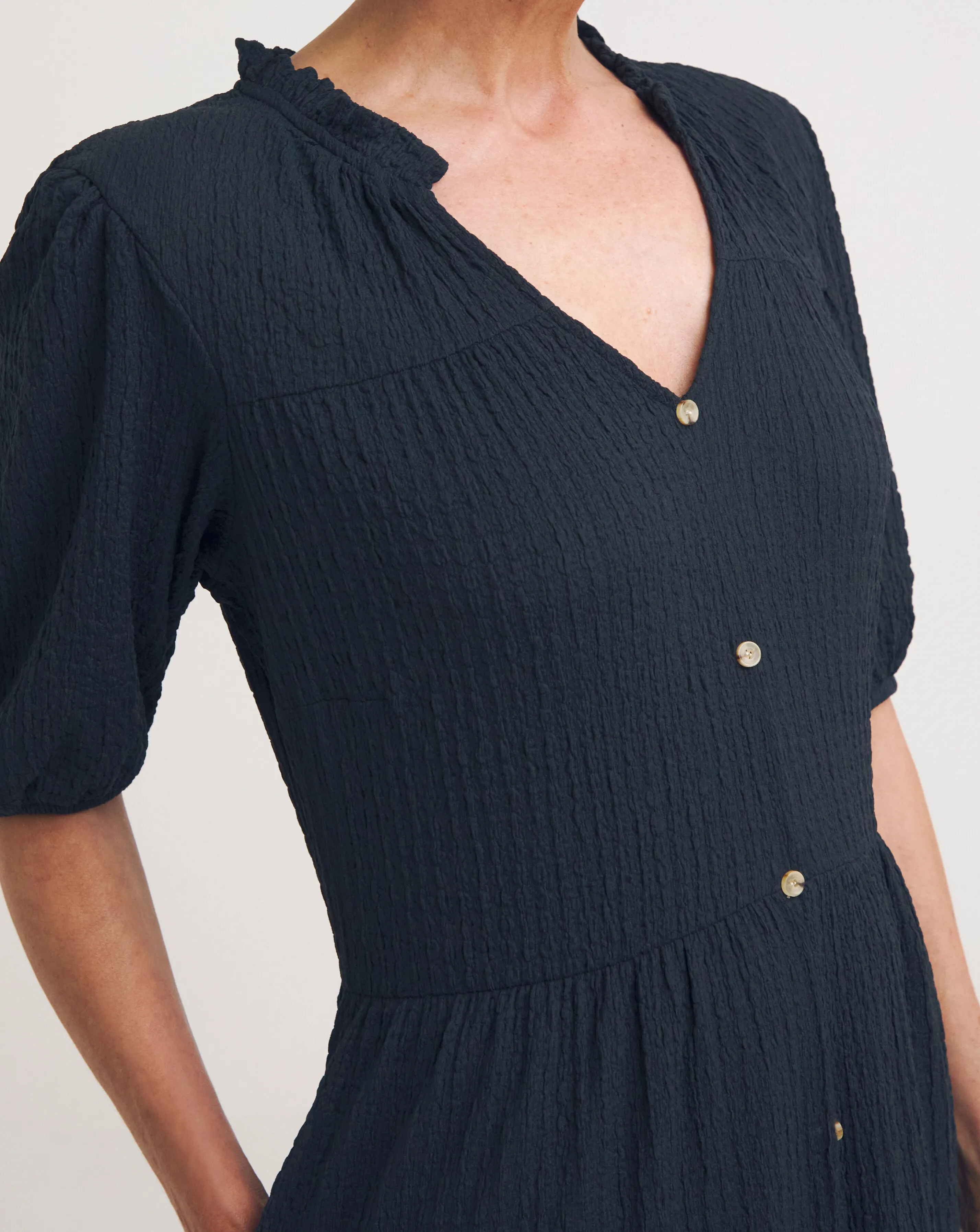 Textured Jersey Midi Smock Dress