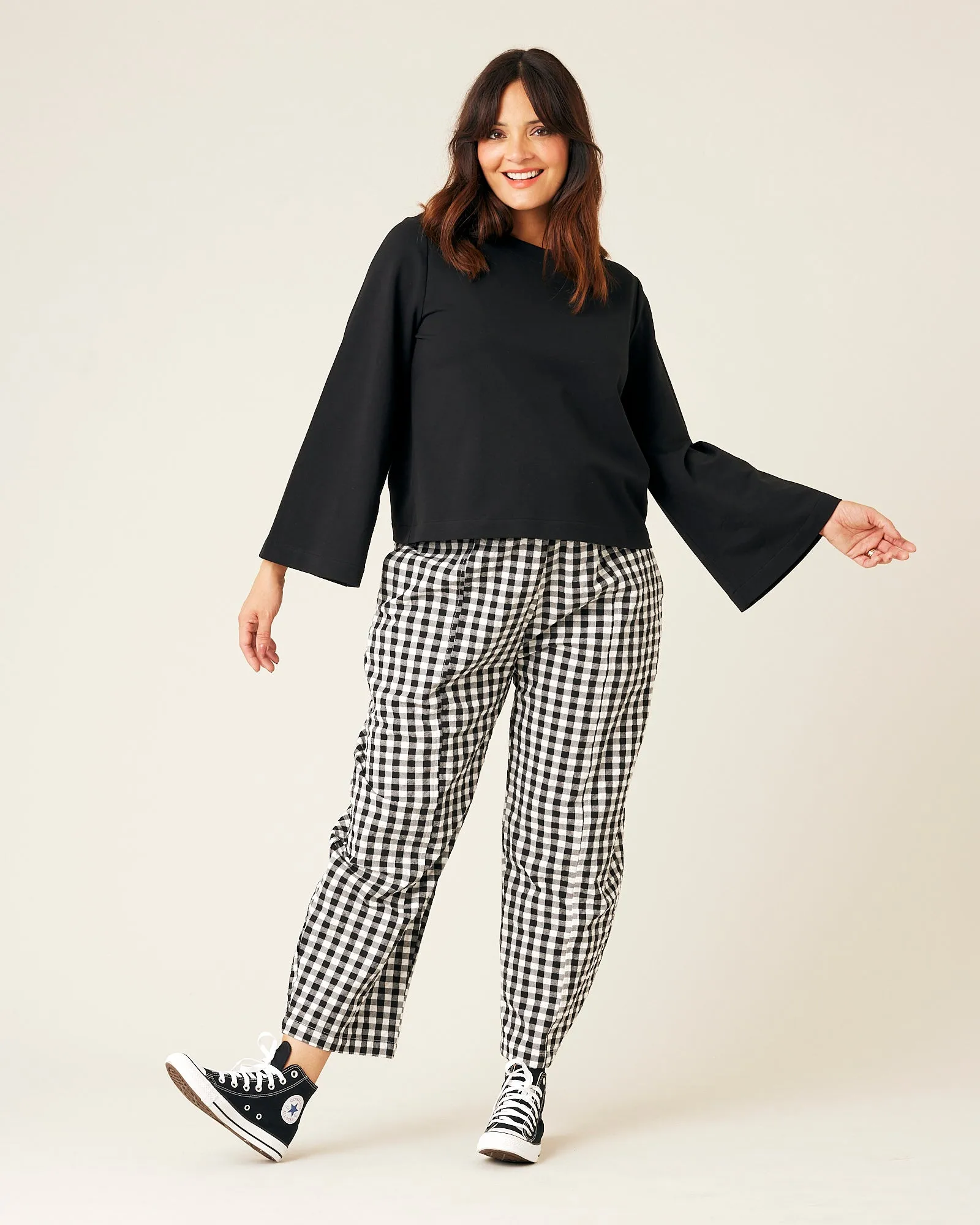 Wren Black Cotton Jersey Top